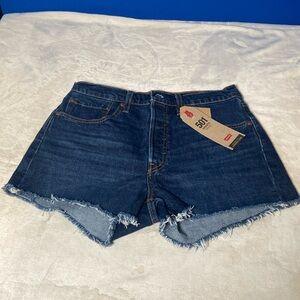NWT! Levi’s High Rise 501 Dark Blue Denim Jean Cutoff Shorts Button fly Sz 30